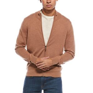 Mette Mens  Merino Wool Zip Mock Neck Cardigan, Brown